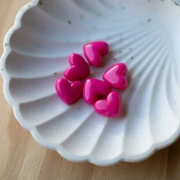 13x15 mm opaque resin heart beads - horizontal hole - Fuchsia Pink x6