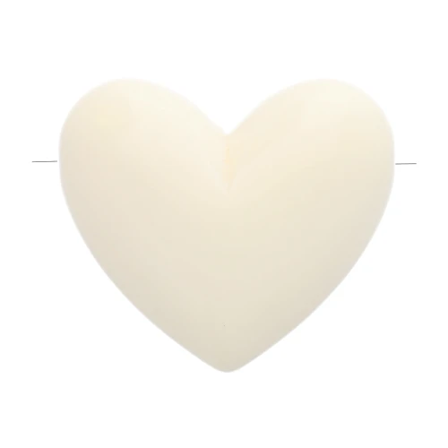 13x15 mm opaque resin heart beads - horizontal hole - Ecru x6