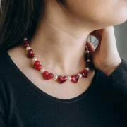 13x15 mm opaque resin heart beads - horizontal hole - Ecru x6