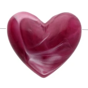 13x15 mm translucent resin heart beads - horizontal hole - Marbled garnet x6