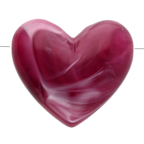 13x15 mm translucent resin heart beads - horizontal hole - Marbled garnet x6