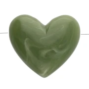 13x15 mm opaque resin heart beads - horizontal hole - Khaki marbled x6