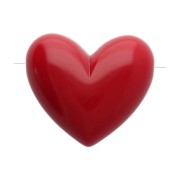 13x15 mm opaque resin heart beads - horizontal hole - Carmine Red x6