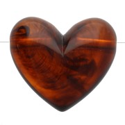 15.5x18 mm transparent resin heart bead - horizontal hole - Marbled amber x1
