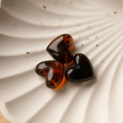 15.5x18 mm translucent resin heart bead - horizontal hole - Marbled amber x1