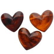 15.5x18 mm translucent resin heart bead - horizontal hole - Marbled amber x1