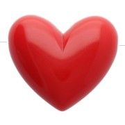 15.5x18 mm clear resin heart bead - horizontal hole - Dark red x1