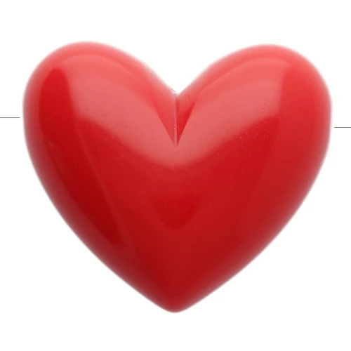 15.5x18 mm clear resin heart bead - horizontal hole - Dark red x1