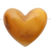 Heart bead 15.5x18mm in translucent resin - horizontal hole - Apricot marbled x1