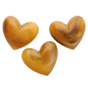 Heart bead 15.5x18mm in translucent resin - horizontal hole - Apricot marbled x1