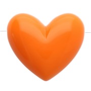 15.5x18 mm opaque resin heart bead - horizontal hole - Orange x1