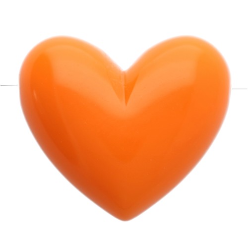 15.5x18 mm opaque resin heart bead - horizontal hole - Orange x1