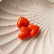 15.5x18 mm opaque resin heart bead - horizontal hole - Orange x1