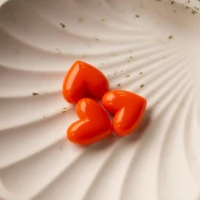 15.5x18 mm opaque resin heart bead - horizontal hole - Orange x1