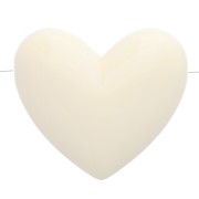 15.5x18 mm opaque resin heart bead - horizontal hole - Ecru x1