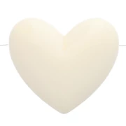 Ecru - 15.5x18 mm opaque resin heart bead - horizontal hole - Ecru x1 15.5x18 mm opaque resin heart bead - horizontal hole - Ecru x1