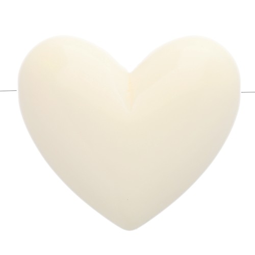 15.5x18 mm opaque resin heart bead - horizontal hole - Ecru x1