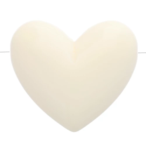 15.5x18 mm opaque resin heart bead - horizontal hole - Ecru x1