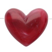 15.5x18 mm translucent resin heart bead - horizontal hole - Marbled garnet x1