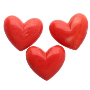 Heart bead 15.5x18 mm resin opaque - horizontal hole - Grenadine marbled x1