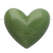 15.5x18 mm opaque resin heart bead - horizontal hole - Khaki marbled x1