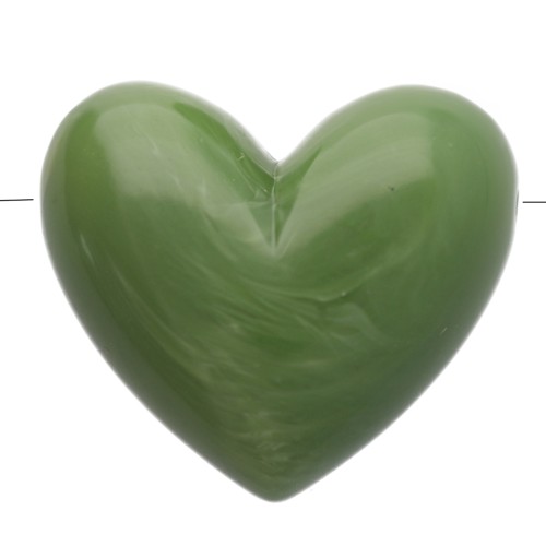 15.5x18 mm opaque resin heart bead - horizontal hole - Khaki marbled x1