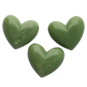 15.5x18 mm opaque resin heart bead - horizontal hole - Khaki marbled x1