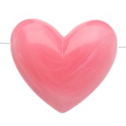 Heart bead 15.5x18mm translucent resin - horizontal hole - Dark pink marbled x1|raw }}