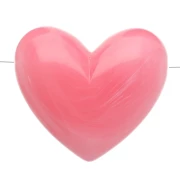 Heart bead 15.5x18mm translucent resin - horizontal hole - Dark pink marbled x1