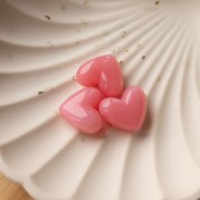 Heart bead 15.5x18mm translucent resin - horizontal hole - Dark pink marbled x1