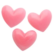 Heart bead 15.5x18mm translucent resin - horizontal hole - Dark pink marbled x1