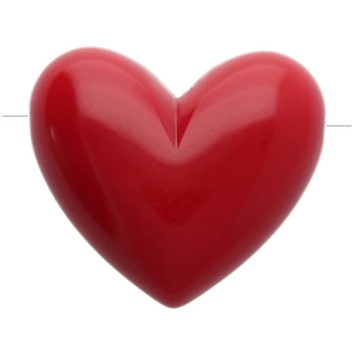 15.5x18 mm opaque resin heart bead - horizontal hole - Carmine red x1