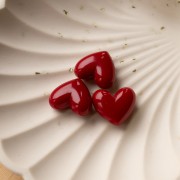 15.5x18 mm opaque resin heart bead - horizontal hole - Carmine red x1