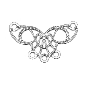 Wings heart spacer  19,5x12mm in 925 Sterling Silver x1
