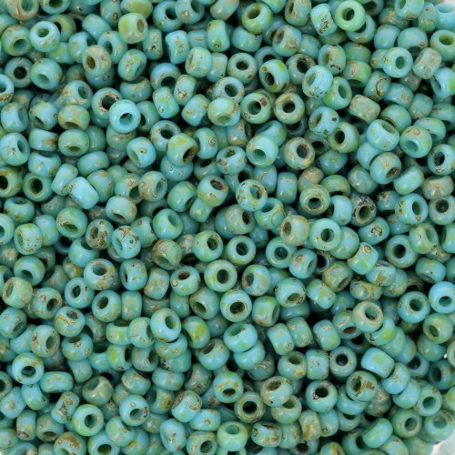 Miyuki Seed beads 11/0 4514 - Opaque Turquoise Blue Picasso x8g