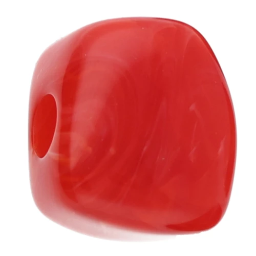 Irregular cube bead 15x13 mm in opaque resin - Red Marble x1