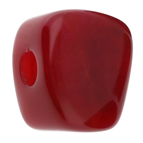Irregular cube bead 15x13 mm in translucent resin - Marbled Burgundy x1