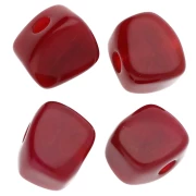 Irregular cube bead 15x13 mm in translucent resin - Marbled Burgundy x1