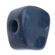 Irregular cube bead 15x13 mm in opaque resin - Marbled Blue jean x1