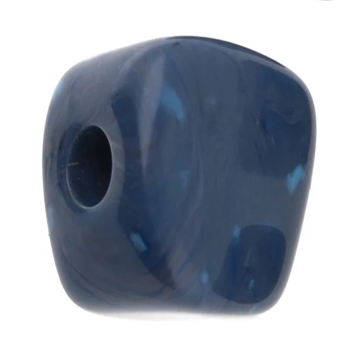 Irregular cube bead 15x13 mm in opaque resin - Marbled Blue jean x1