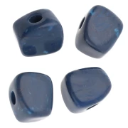 Irregular cube bead 15x13 mm in opaque resin - Marbled Blue jean x1