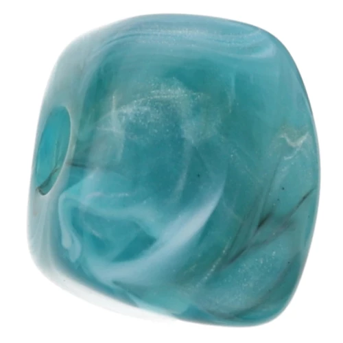 Irregular cube bead 15x13 mm in opaque resin - Blue Marble x1