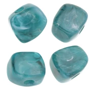 Irregular cube bead 15x13 mm in opaque resin - Blue Marble x1