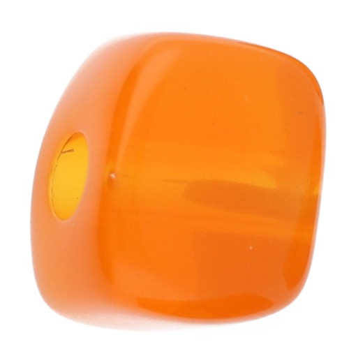 Irregular cube bead 15x13 mm in transparent resin - Orange x1