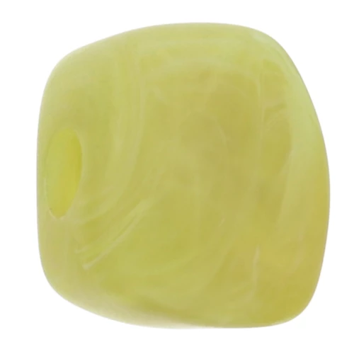 Irregular cube bead 15x13 mm in opaque resin - Marbled Lime mat x1