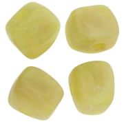 Irregular cube bead 15x13 mm in opaque resin - Marbled Lime mat x1