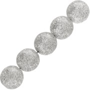 8 mm round beads in transparent resin - Silver glitter x10