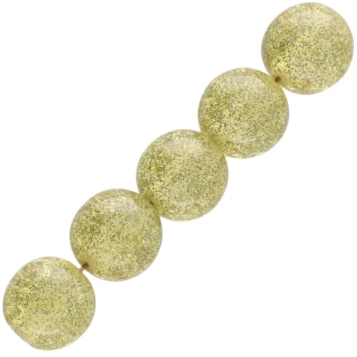 8 mm round beads in transparent resin - Champagne glitter x10