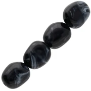 12x10 mm irregular beads in opaque acrylic - Black marbled x10