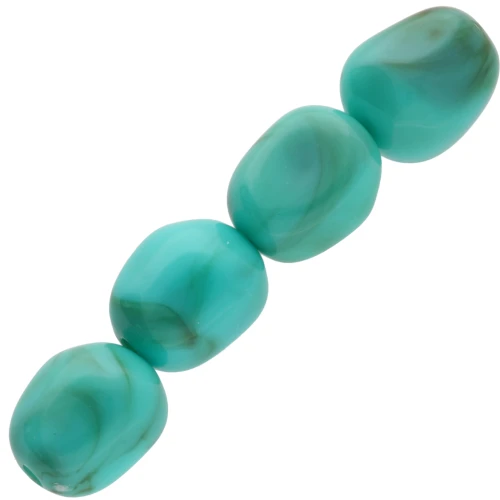 12x10 mm irregular beads in opaque acrylic - Turquoise marbled x10